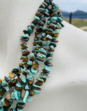 Artisan Tiger's Eye & Turquoise Chip Stone Layered Chunky Silver Tone Necklace