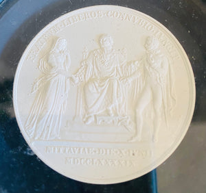 Fratrvm Liberos Connvbio Ivngit Mittaviae Die Latin Porcelain Medallion Coaster