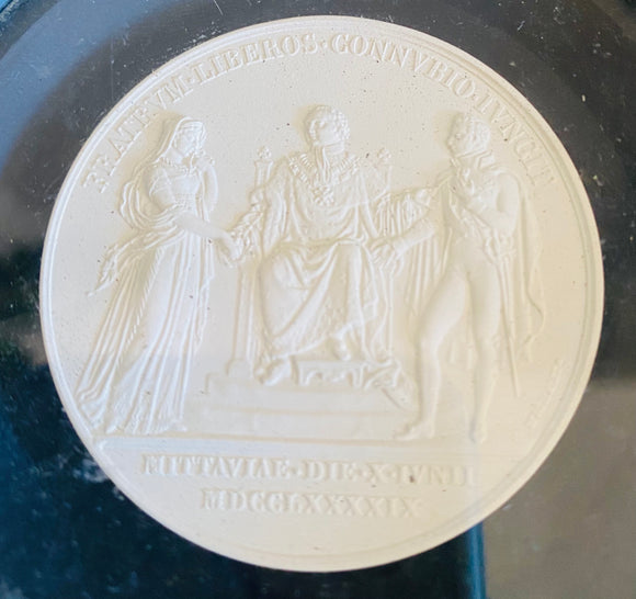 Fratrvm Liberos Connvbio Ivngit Mittaviae Die Latin Porcelain Medallion Coaster