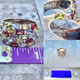 Sterling Silver 925 Amethyst Garnet Citrine Peridot Aquamarine Ring 6.3g Size 10