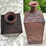 Antique Japanese Kanji Signed Red Brown Clay Art Pottery Decorative Vase Rare