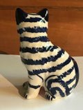 Small Blue And White Cat Statue Made In Thailand
