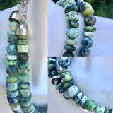 Jay King Signed DTR 925 Sterling Silver Green Jasper Agate Beaded Necklace Set