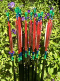 Vintage Handmade African Bow + 14 Metal Tip Arrows Archery Set