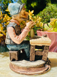 Vintage Hand Painted Porcelain Carpenter Man Working Decorative Art Figurine