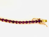 Designer Gold \ Sterling Silver 925 Signed Purple Gem Stone Tennis Bracelet 4g