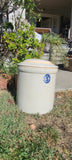 Antique 5 Gallon Ceramic Crock Pot Blue & White Complete With 56 Lid Rare