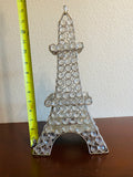 Large Clear Crystal Rhinestone Silver Tone Metal Eiffel Tower Art Candle Holder