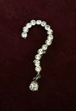 Vintage Unique White Rhinestone ? Question Mark Brooch Pin