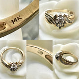 14K Yellow Gold 14KT Baguette & Round 4 missing Stones Diamond Ring 4.4g Size 7