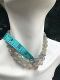 Murano Venetian Wedding Cake Floral Art Glass Italian Bead Necklace Choker