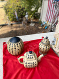 Vintage Japanese Asian 3 Piece Teapot Lidded Vase Decorative Art Tea Set