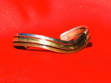 Antique Copper Brass + Silver Tone Layers Tricolor Cuff Bracelet
