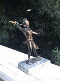 Copper Statue of Leonidas The Spartan w Marble Base