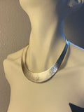 MWS Signed Sterling Silver Mexico 925 Hammered Cuff Necklace Collar 50.47g