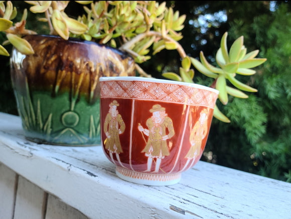 19th Century Japanese Signed Porcelain Red Orange Decorative Handpainted Bowl