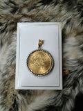 1891 S $20 Twenty Dollar Liberty Head Gold Coin Set in 14K 585 Diamond Pendant