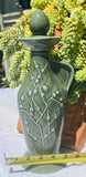 Vintage Porcelain James Beam Regal China Green Blossom Bottle Decanter w Lid Set
