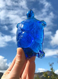 Antique Blue Glass Art Turtle