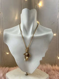 Vintage Signed AriZona Company Gold Tone Faux Pearl Charm Necklace