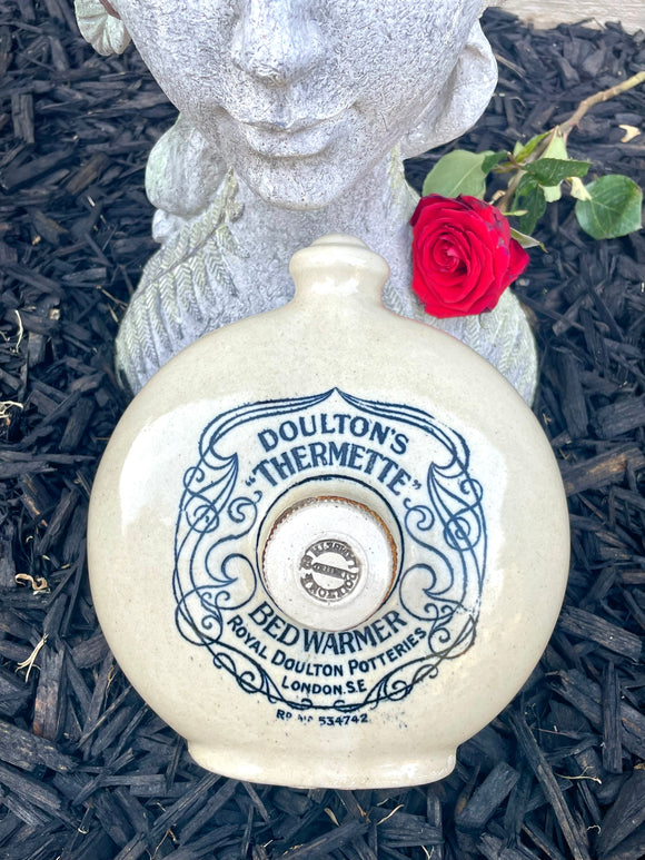 1887 Royal Doulton Pottery Thermette Stoneware Bed Warmer Bottle London