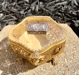 Antique Gold Washed Sterling Silver 925 Repousse Roses Pillbox Trinket Box