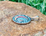 Taxco Signed Vintage Sterling Silver 925 Turquoise Moon Star Blue Mosaic Pendant