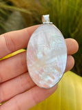 Vintage Sterling Silver 925 Mother of Pearl Abalone Island Scene Pendant 8.9g