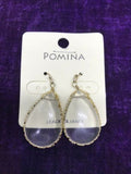 Large Clear Teardrop Pomina Hand-Crafted Gold Wire Wrap Stone Earrings