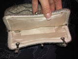 Vintage 1950's Magid Silver Beaded Handbag Made In Korea
