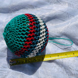 Vintage Hand Blown Glass Art Ball Red White Blue Fishing Net Float Buoy