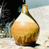 Vintage Pottery Signed Tosh Tu Brown Tone Speckled Stoneware Glazed Vase Decor