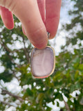 Vintage Sterling Silver 925 Bali Rose Pink Fluorite Gem Stone Hinged Pendant 26g
