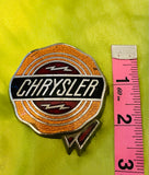 Vintage 1950's Yellow Red Black Enamel Chrysler Radiator Emblem Car Badge