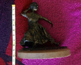 Signed Artist Paul Swan Bronzed Clay Warrior Woman Sculpture