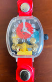 Mechanical 70s Baby Children On A Teeter Totter Seesaw Watch Working Wristwatch
