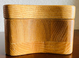 Vintage Amoeba Shape Hand Made Light Tone Wooden Keepsake Trinket Decorative Box