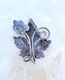 Hecho en Mexico Taxco Sterling Silver Ana Grape Leaf Brooch Pin