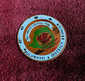 Bulwayo Caravan Park District Branch 1967 Rhodesian Tour July Car Badge