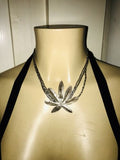 Vintage Hand Made Sterling Silver 925 Pot Leaf Necklace