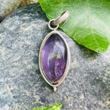 Vintage Sterling Silver 925 Amethyst Gem Stone Rounded Oval Shape Pendant 7.8g