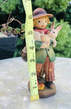 Vintage Signed Anri Wooden Nature Boy Figurine