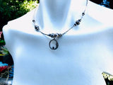 Vintage Sterling Silver 925 Moon Celestial Star Bead Choker Necklace