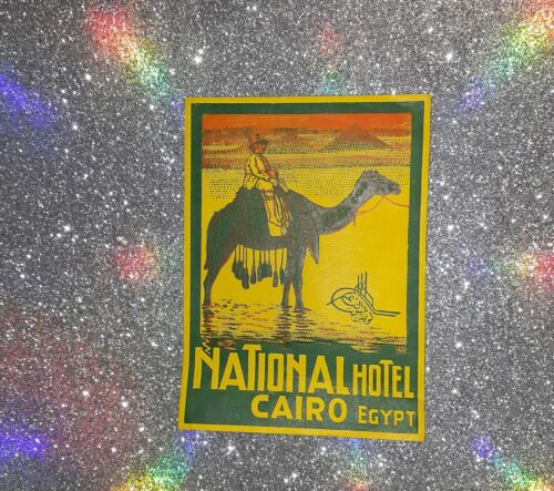 Vintage National Hotel Luggage Label Cairo Egypt