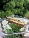 Vintage Trench Military Service Style Brass Lighter Wind Shield & Cap Works!