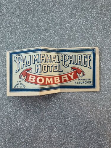 Taj Mahal Palace Hotel Bombay Luggage Label