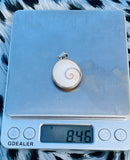 Vintage Sterling Silver 925 Snail Operculum Shiva Eye Reversible Pendant