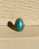 Vintage Sterling Silver 925 Oval Turquoise Stone Ring Size 4.5