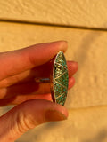 Vintage Sterling Silver 925 Turquoise Stone Mosaic Zig Zag Ring 7 grams Size 7