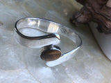 Vintage Tigers Eye Sterling Silver 925 TL-108 Mexico Hinged Cuff Bracelet 53g